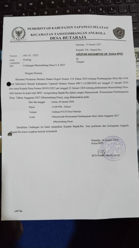 Pelaksanaan Musrembang Desa Tahun Anggaran 2027